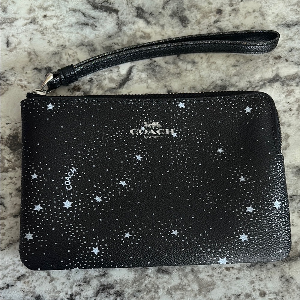 Coach Black and White Star Wristlet
